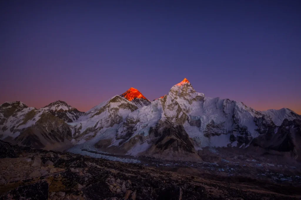 During Everest base camp trek we see Beautiful Sunrise View and Golden Hour in Everest top